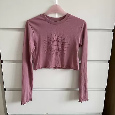 Buy Topshop Pink Celestial Print Long Sleeve Crop Top Size 8/10 BNWT • 6.99£