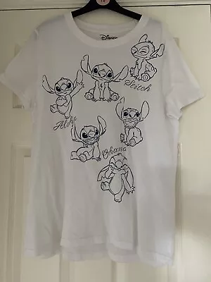 Buy Ladies Size Small 10-12 White Disney Stitch T-shirt From Primark • 4£