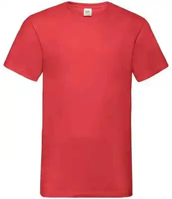 Buy Fruit Of The Loom Mens V Neck T Shirt Plain Casual Work Cotton Tee Top 61066 SS7 • 6.50£