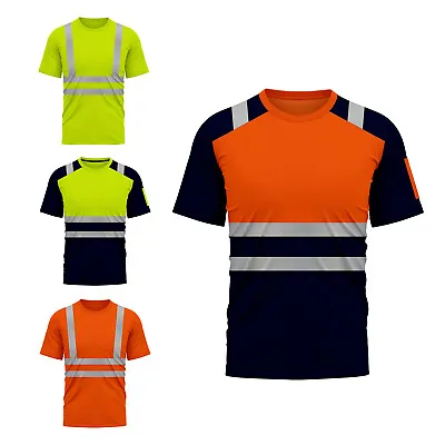 Buy Mens High Visibility Hi Vis Viz Polo T Shirt Safety Security Work Top Two 2 Tone • 15.99£