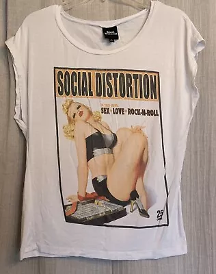 Buy Social Distortion Band T-shirt Sex Love Rock N Roll Pin Up Girl  White Size L • 17.05£