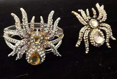 Buy Spider  Costume Bracelet & Necklace Set Goth Jewellery  Rhinestone Witch • 24.99£