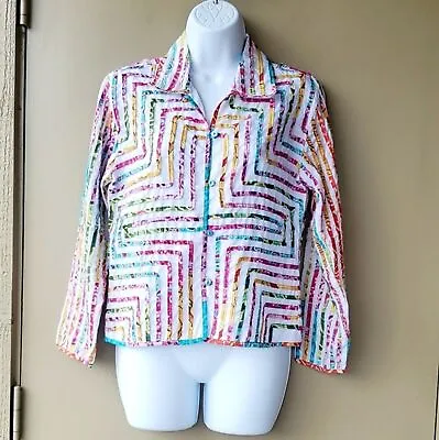 Buy  Life Style Petite Multicolored Colorful Ribbon Embroidered Funky Fun Art Jacket • 33.07£