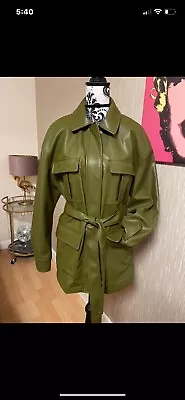 Buy H&m Green Faux Leather Jacket • 25.18£
