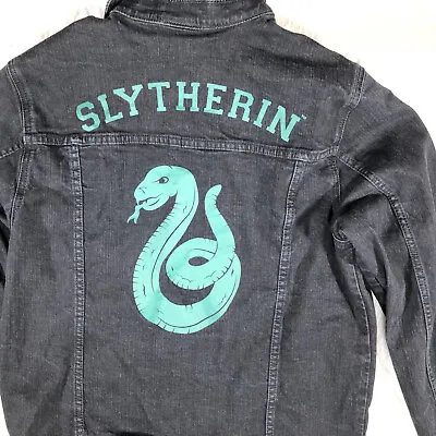 Buy Harry Potter Houses Slytherin Denim Jacket Medium Black Snake M55 • 37.79£