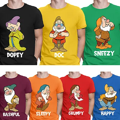 Buy Seven 7 Dwarfs Snow White Happy Costume Funny Bashful Dopey Mens T-Shirts #UJG#2 • 3.99£