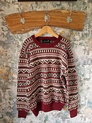 Buy Womens Jobplay Vintage 90s Abstract Pattern Winter Cosby Knit Wool Jumper Uk 10 • 23.99£