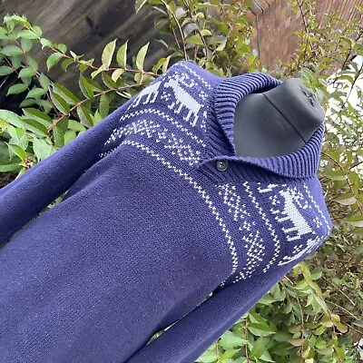 Buy Vintage Levi’s Reindeer Deer Fair Isle Navy Blue Christmas Jumper Sweater M • 44.99£