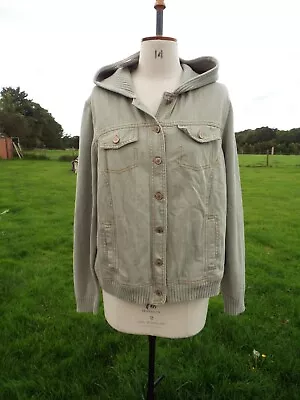 Buy Grey Hoodie Jean Jacket Knitted Sleeve & Back EVANS EAST COAST UK 20 BNWT RP £40 • 29.50£