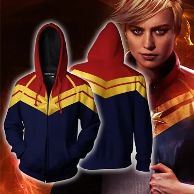 Buy Captain Marvel Carol Danvers Costume 3D Hoodie Sweatshirt Jumper Coat Jacket • 30.35£
