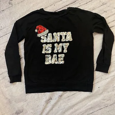 Buy Select  UK 12 Black Funny Christmas Xmas Jumper Sweatshirt  Santa Is My BAE • 3.99£