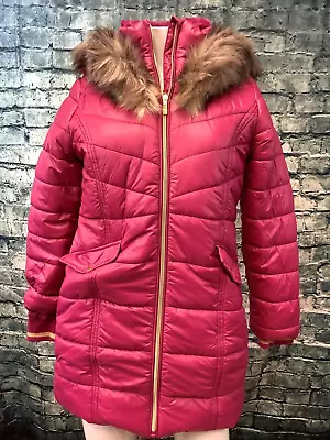 Buy Very Girls Padded Pearlised Pink SJacket With Half Fur Hood . Size - 12 Years • 18£