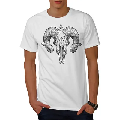 Buy Wellcoda Satan Horns Mens T-shirt, Skull Graphic Design Printed Tee • 18.99£