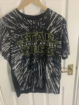 Buy Star Wars The Force Awakens T-shirt Size M Black With Light Speed Design • 5.99£