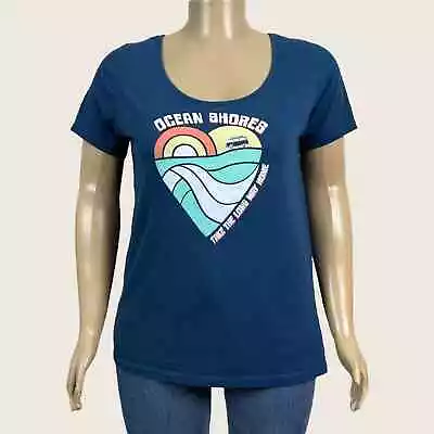 Buy Ocean Shores Take The Lone Way Home Sunrise Sunset Heart Blue T-shirt 2X PLUS • 18.94£