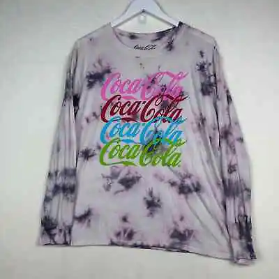 Buy Coca-Cola Juniors Sz L Long Sleeve Graphic Tie Dye Tee Shirt Multicolor Logo Top • 13.23£