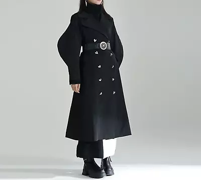 Buy Ladies Black Luxury  Classic Chic Street Love Hearts  Trench  Jacket Coat  10 12 • 195£
