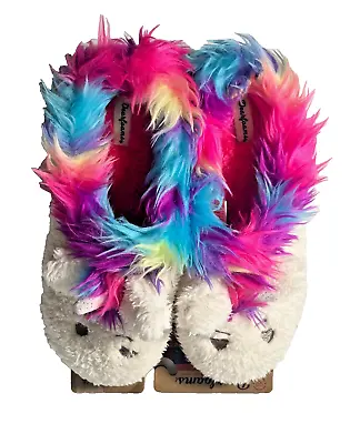 Buy Dearfoams Fury Unicorn Comfy Kids Slip On Slippers Size 4/5 Paradise Pink - NEW • 9.47£