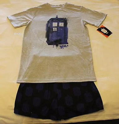 Buy BBC Doctor Who Mens Tardis Grey Black Printed 2 Piece Pyjama Set Size L New • 25.27£