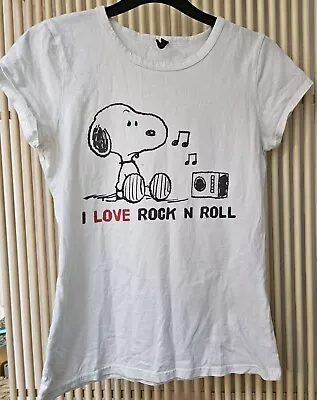 Buy Top Shop  I Love Rock N Roll  Snoopy Women's T-shirt 12 • 0.99£