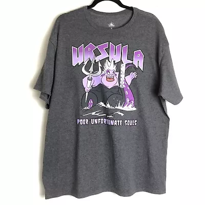 Buy NWOT Disney Ursula Graphic Print Short Sleeve T-Shirt Adult XL Gray • 17.86£