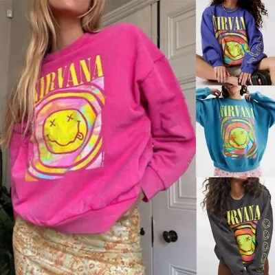 Buy New Nirvana Smiley Face Crewneck Sweatshirt Casual Hoodie  Heliconia Color Gift • 5.95£