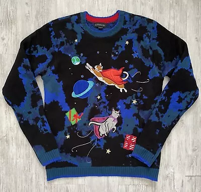 Buy Blizzard Bay Ugly Christmas Sweater Super Hero Cats In Space With Presents Sz L • 51.97£