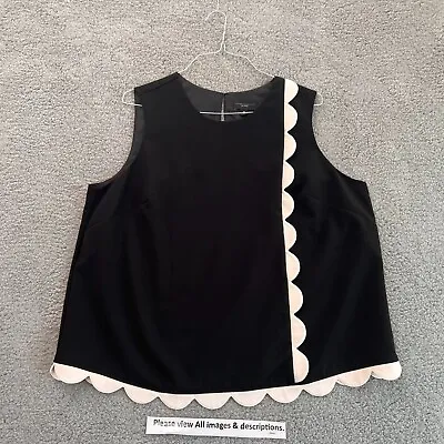 Buy Victoria Beckham Blouse 2X Women Black White Twill Tank Top Scallop Workwear • 22.48£