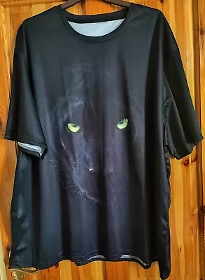 Buy Mens Unisex Black Tshirt Top Big Cat Face Panther Short Sleeve Size 5xl Bnwot • 6.99£