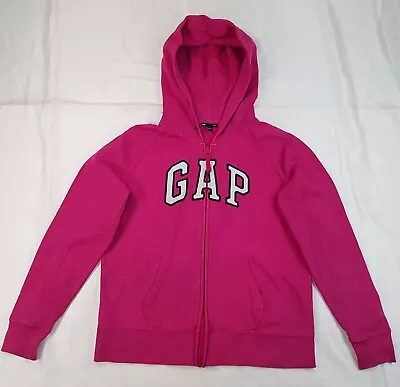 Buy Gap Size L Uk14 Womens Pink Cotton Full Zip  Hoodie Jumper Embroiderd Logo Top • 14.98£