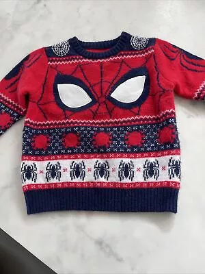 Buy Spider-Man Boys Christmas Jumper Pullover 3-4 Years Red Blue  • 8£