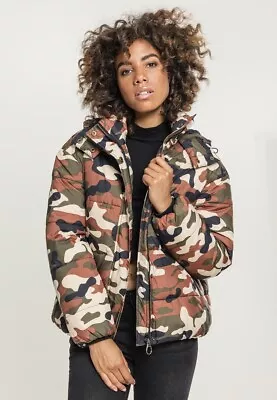 Buy Urban Classics Women Jacket Ladies Boyfriend Camo Puffer Jacket Rustycamouflage • 51.02£