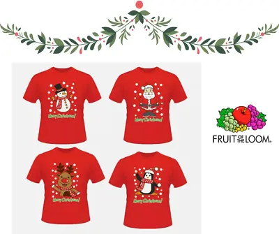 Buy Unisex Mens Women Xmas T Shirt Santa Snowman Ladies Fruit Of The Loom Festive • 5.99£