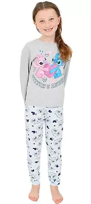 Buy Girls Disney Lilo And Stitch And Angel Long Children's Kids Pyjamas Pjs • 14.99£