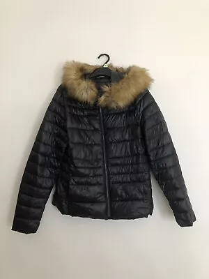 Buy Vero Moda Short Jacket Boos Black Puffer Jacket With Fur Removable Hood Size L • 24.99£