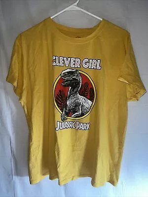 Buy Clever Girl Jurassic World Woman’s Size 2XL Yellow Short-Sleeve T-Shirt • 8.50£