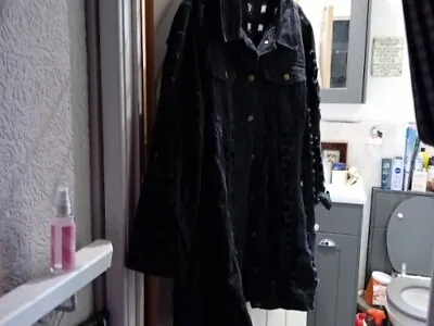 Buy Women's Shein Curves Black Distressed Long Denim Jacket, 4XL (20-22) • 18£
