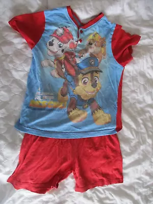 Buy Cool Cotton Red Summer Pyjamas Shorts Paw Patrol, Marshall, Chase & Rubble Age 7 • 5.50£