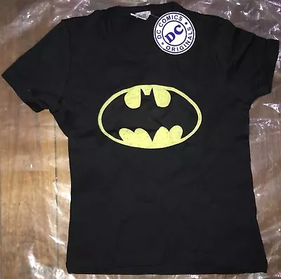 Buy Batman Logo Girlie Medium Black T Shirt NEW Official • 6£