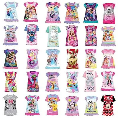 Buy Girls Nightie Kids Nightdress Disney Character Childrens Pyjamas Age 2-12 Years • 7.50£