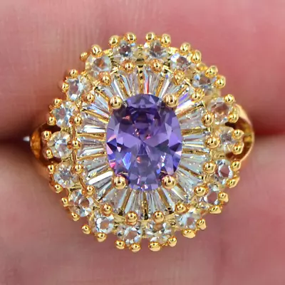 Buy 18K Yellow Gold Filled Women Luxury Purple Mystic Topaz Engagement Ring Jewelry • 5.99£