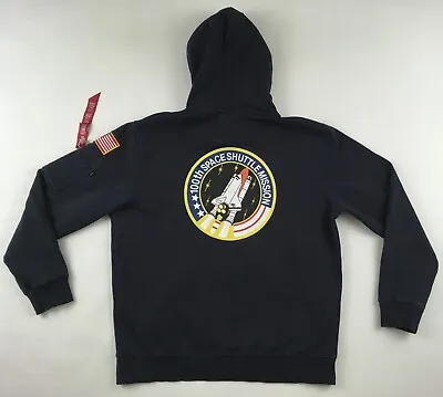 Buy Alpha Industries Hoodie Hooded Track Top 100th Space Shuttle Mission NASA Large • 24.99£