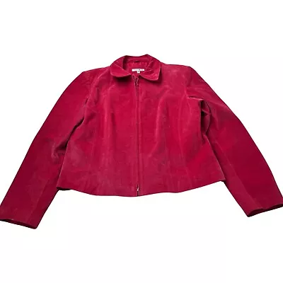 Buy Yvonne & Marie Sz 14 Red Suede Leather Jacket • 18£