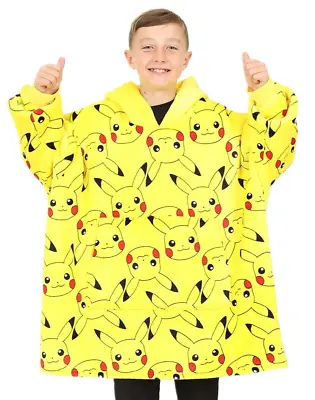 Buy Pokemon Pikachu Fully Lined Oversized Fleece Hoodie Yellow Boys Girls • 19.99£