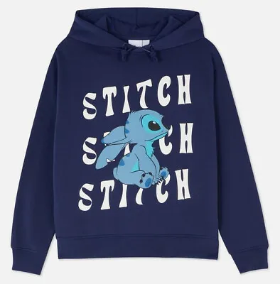Buy Disney's Lilo & Stitch Navy Hoodie Pullover Drawstring Hoodie Sweatshirt M-XL • 24.95£