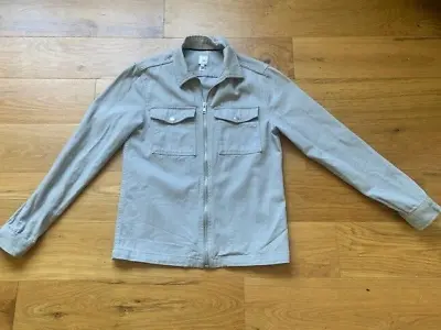 Buy Mens River Island Light Grey Denim Zip Up Jacket Size Small • 5.99£