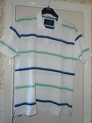Buy Mens Stone Bay Clothing Polo Shirt Small BNWOT White With Blue, Green Stripes • 17.99£