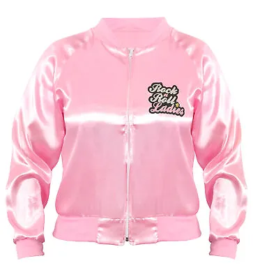 Buy Pink Rock N Roll Satin Jacket Ladies 1950's Costume Tv Film Musical Fancy Dress • 17.99£