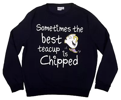 Buy Disney Beauty & The Beast Sometimes The Best Teacup Chip Sweatshirt Womens Sz 12 • 1.92£