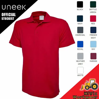 Buy Uneek Mens Polo Shirt Plain Short Sleeve Casual Smart Top T-Shirt Work Poloshirt • 5.95£